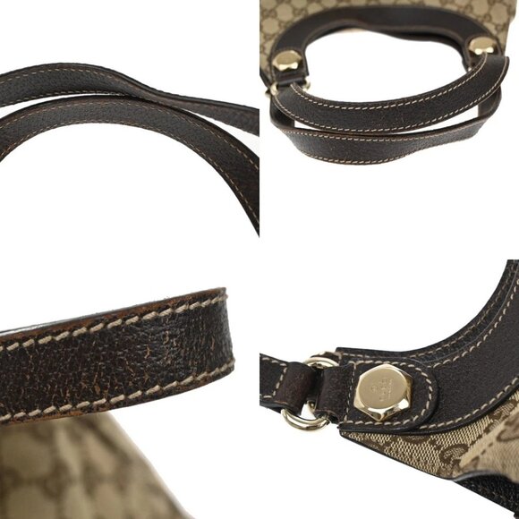 GUCCI Logo GG Pattern Shoulder Bag Canvas Leather Brown GHW Italy 76YH745 - Picture 8 of 14